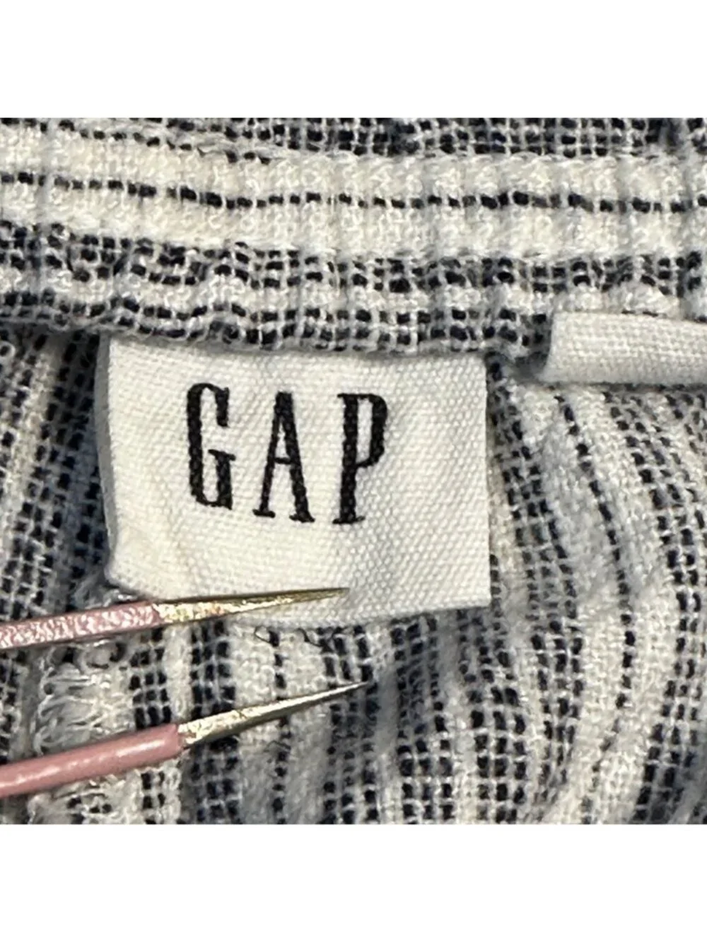 GAP Women's Blue Striped Linen-Blend Cropped Pants Small Beach Resort Vacation - Picture 4 of 10